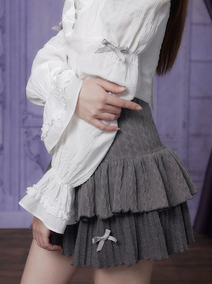 French Girl-Fighting Square Pure Bluse Weiß