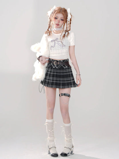 ガーリーなリボンショートトップタイト