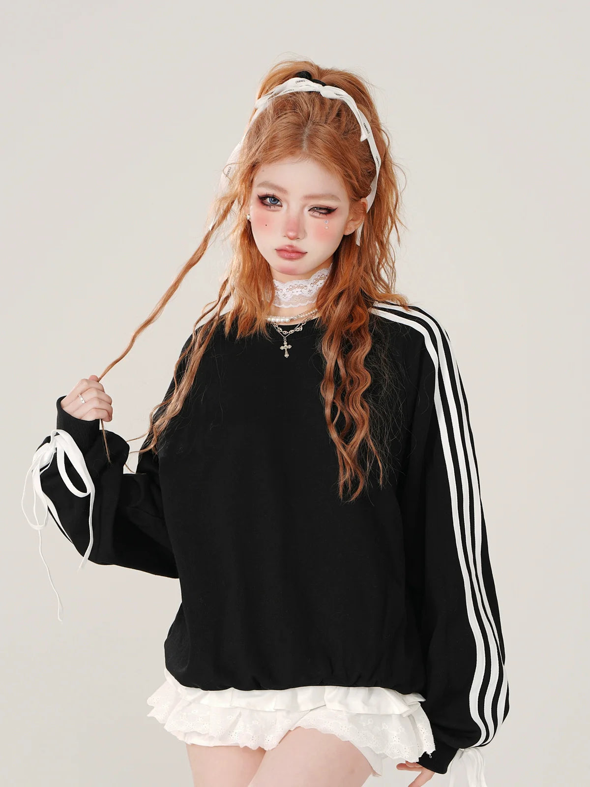 カジュアルデザインスウェットシャツサイド