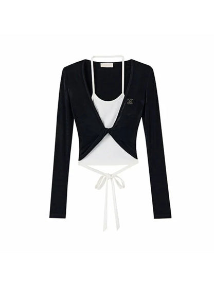 Spleißen Faux Zweiteiler Top Mode Slim