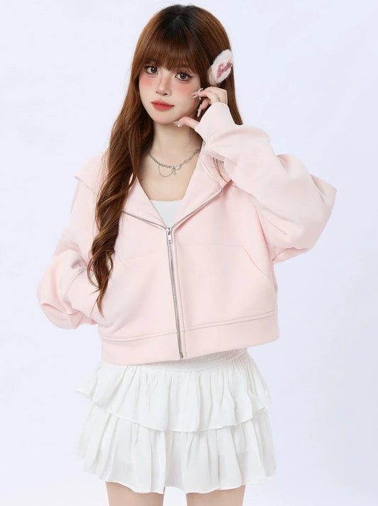 Hoodie Milky Short Spring Sweet