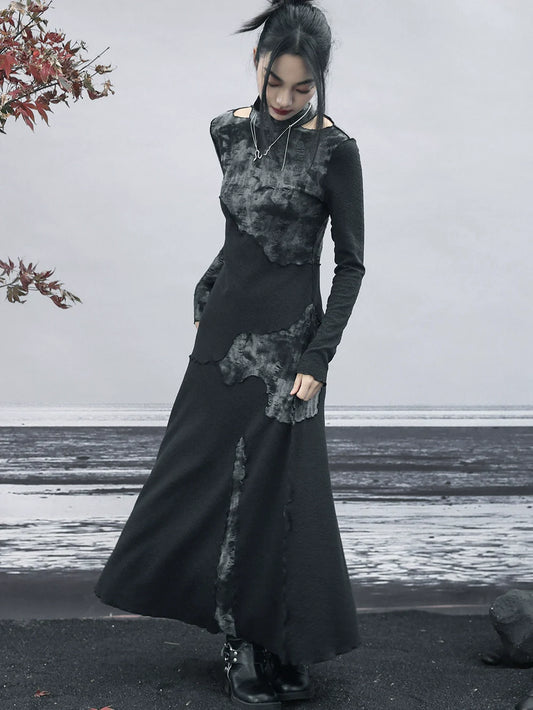 Kontrast Innenfarbe Abfüllung Hohes Kleid Strukturiertes Ende