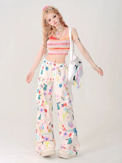 Top Girly Strapsstrick Kurzes Cami Bunt