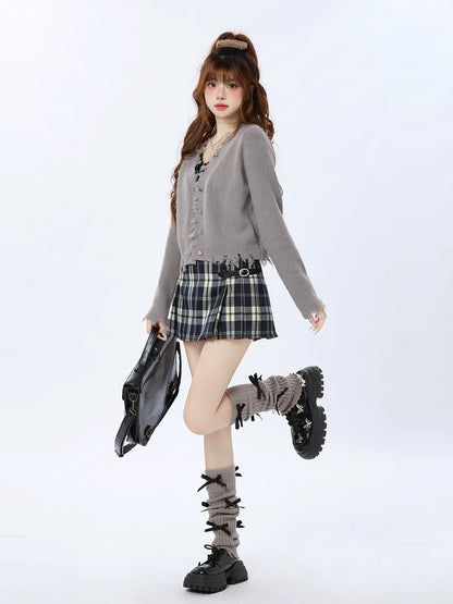 フリンジVネックダメージカーディガン