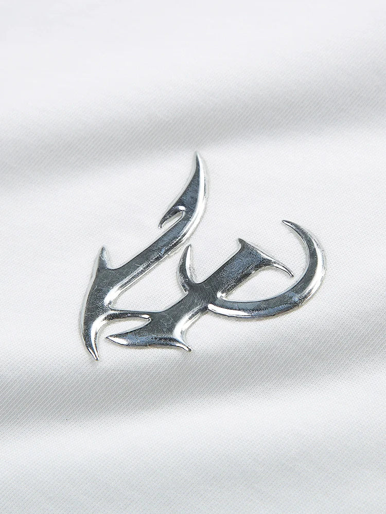 White T-Shirt Metallic Short Design