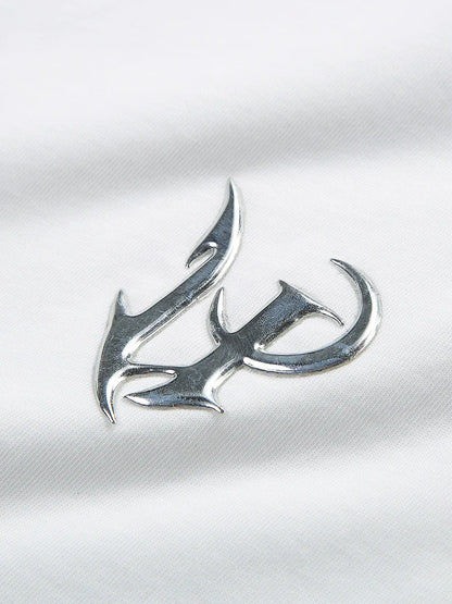 White T-Shirt Metallic Short Design