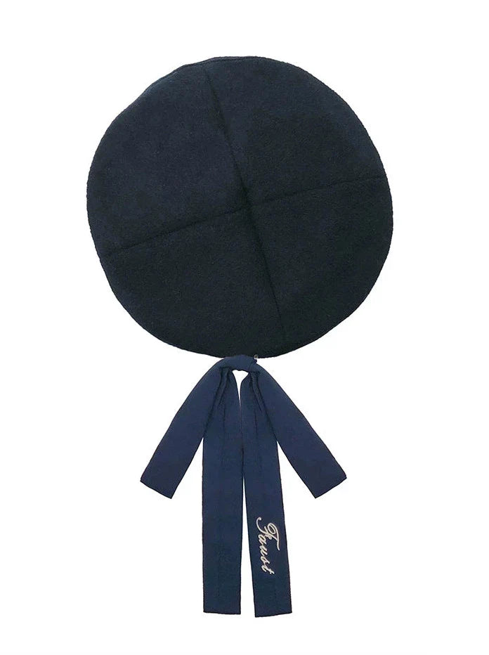 Kleid Emblem + Krawatte + Bluse + Rüsche Retro College Baskenmütze Cyan Stil Elegant Chiffon