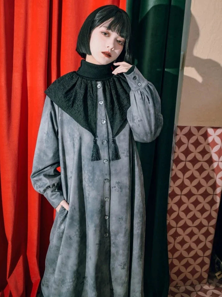 ジャケット チャイナ レトロ シャツ スエード ロング フリル