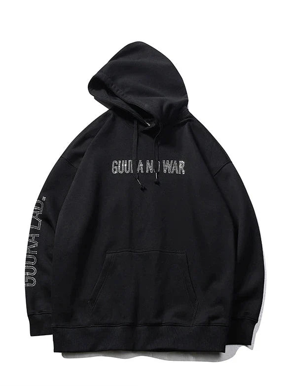 Print Diamond Hoodie Black