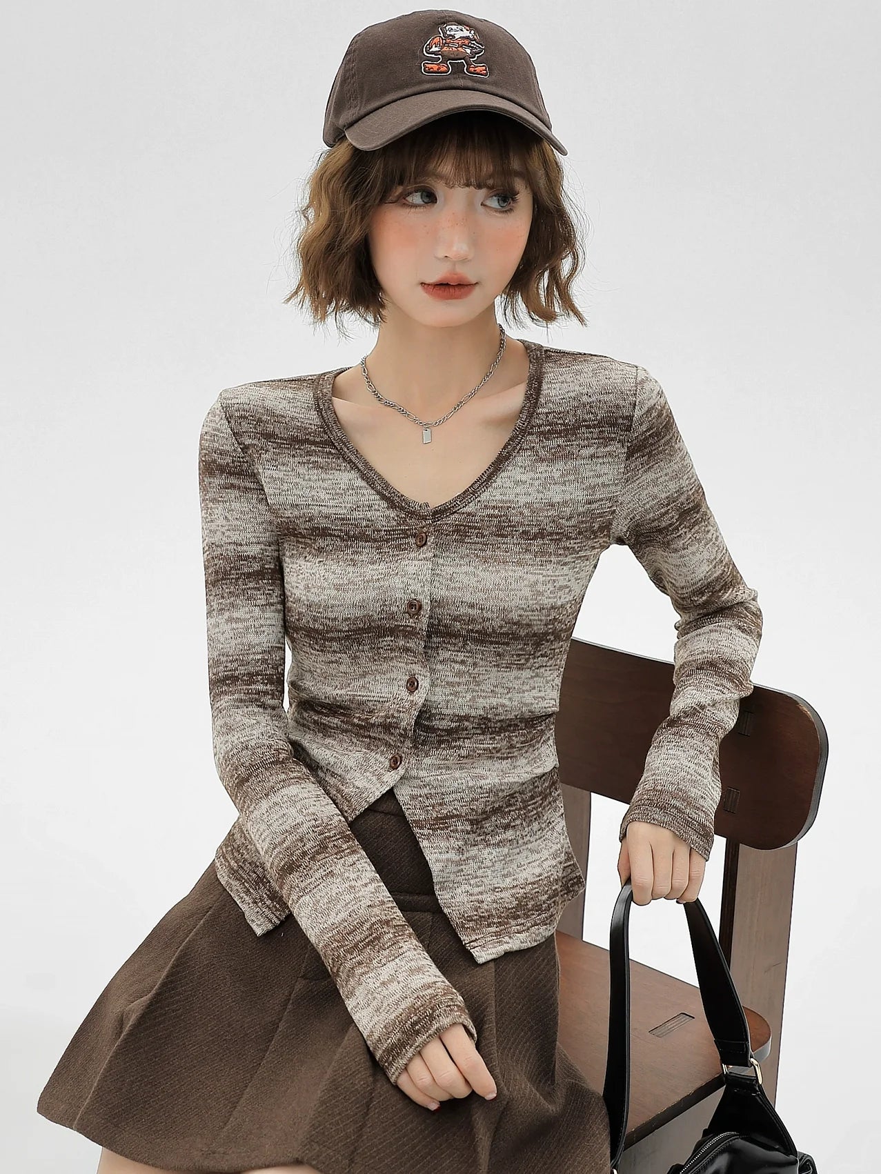 アメリカンレトロニットストライプカーディガングラデーション