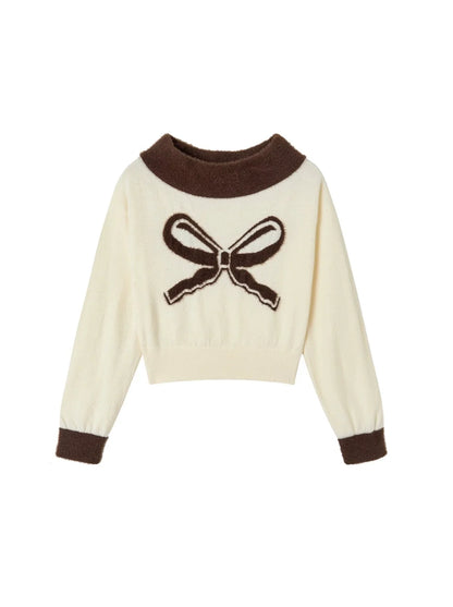 ワンショルダーリボンニットセーター