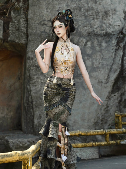 Schnallenoberteil China Kurzer Tropfenkragen Quaste