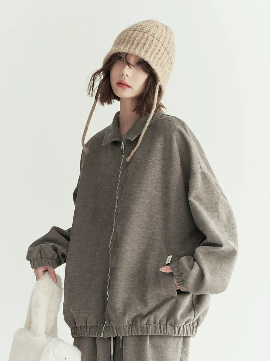 ルーズトップラペルポロ ジップアップ