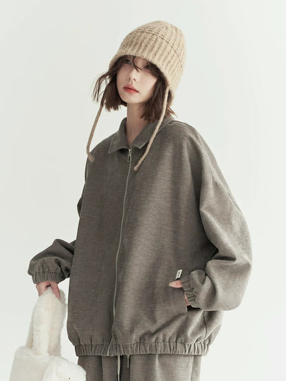 ルーズトップラペルポロ ジップアップ