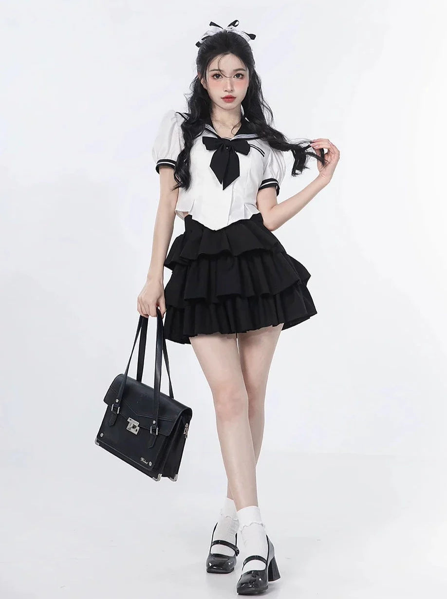 Ribbon Skirt College Top + Six Sailor Ruffles Sweet