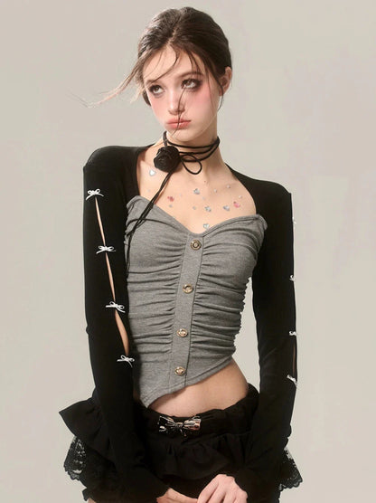 Romantic Sleeve Ribbon Top Shimmer