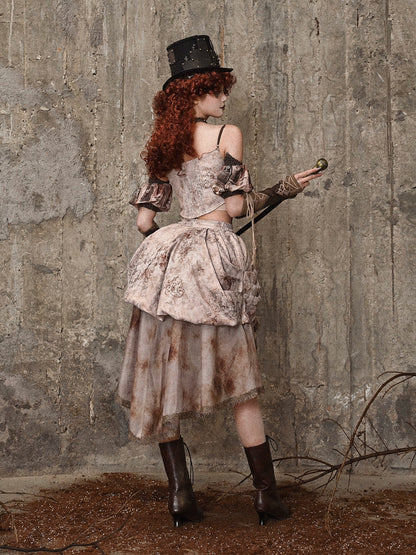 Steampunk Pleated Victoria Skirt Tail Retro