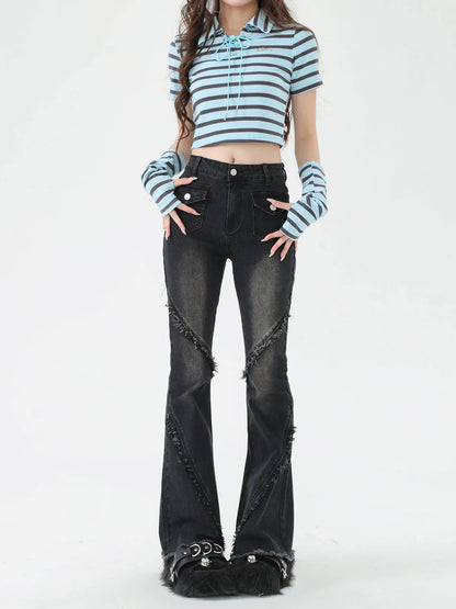 American Retro Damaged Pants Flared