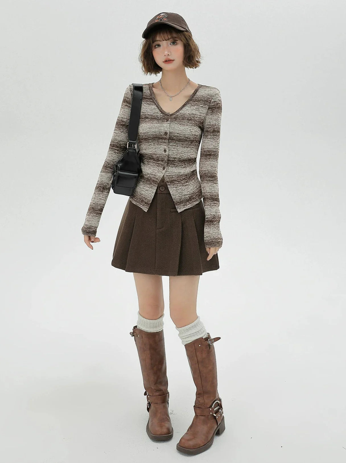 アメリカンレトロニットストライプカーディガングラデーション