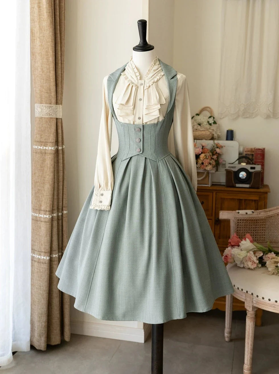 Retro + Brest Rock Klassisch Elegant Shirt Lolita Rüschen Elegant