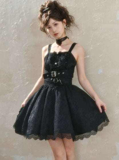 ダークデザインベルトウエストキャミソールドレス