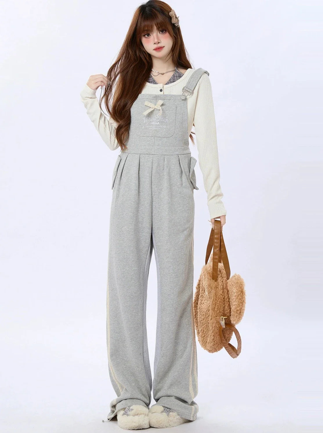 Sweet Loose Straight Casual Overalls High Waist