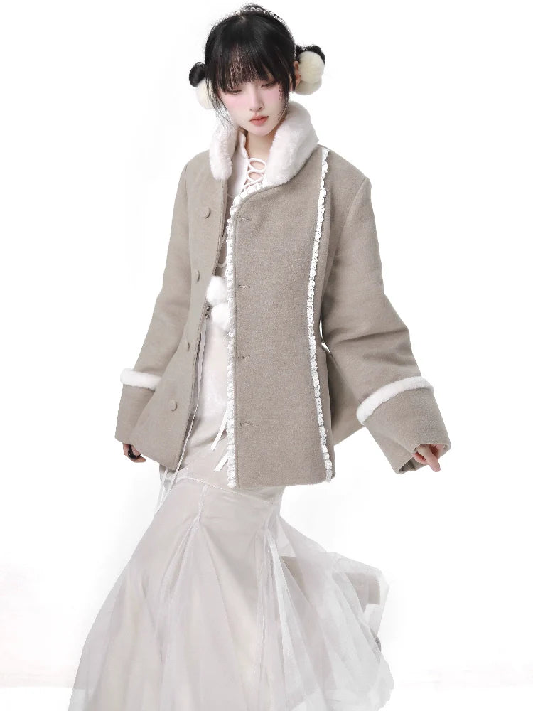 Munapoem Eco Far Coat Fischschwanzloser Riemen Rennjacke Wollanzug