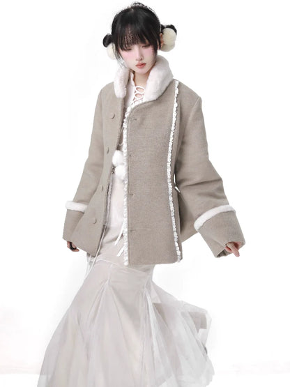 Munapoem Eco Far Coat Fischschwanzloser Riemen Rennjacke Wollanzug