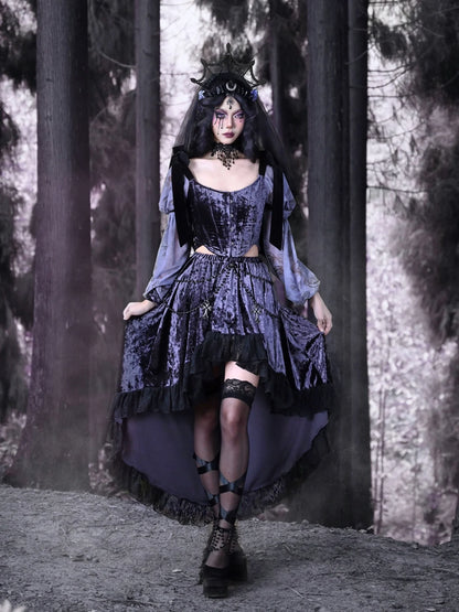 Gothic Skirt Velvet Beaded Trailing Luna Chain Lace