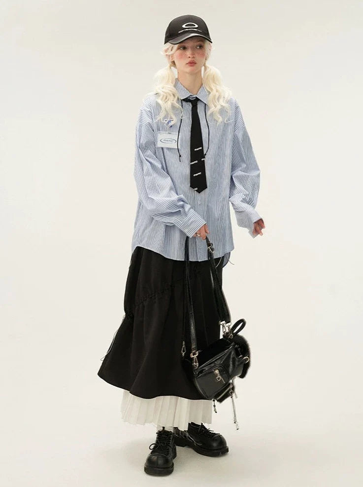 Striped Big Loose Overshirt