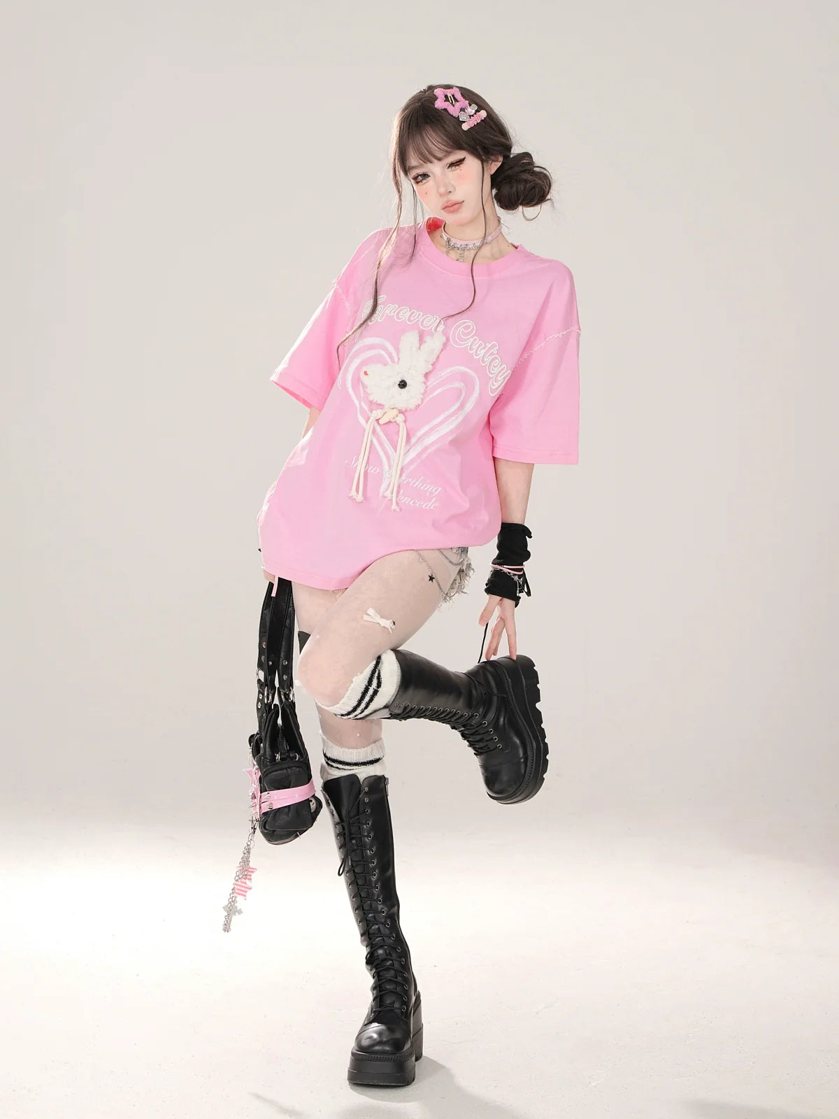 T-Shirt Rabbit 3D Short-Sleeved Design