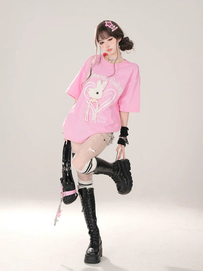 T-Shirt Rabbit 3D Short-Sleeved Design