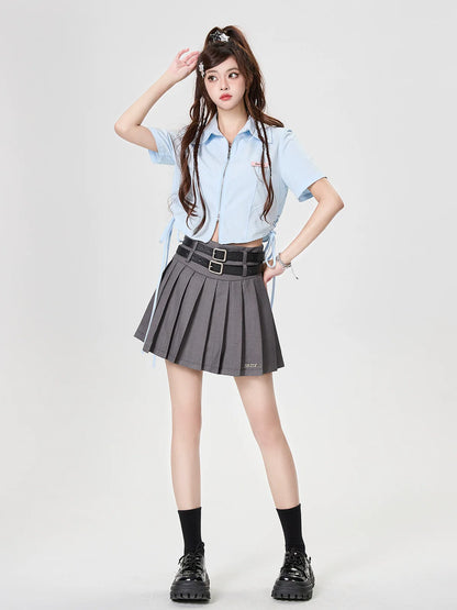 シャツ付きショートパンツ ダブルジップストラップ