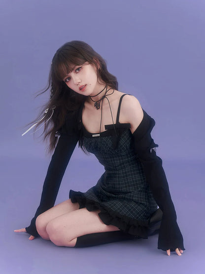 Kleid Camisole Check Dark