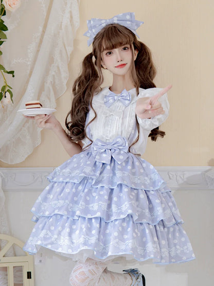 ティアードシャツデザインサスペンダーインナーロリータ+スカート