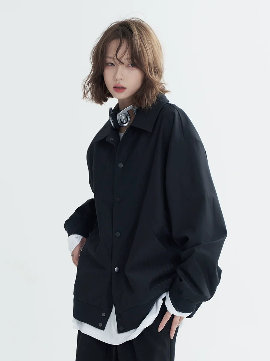 無地ラペルカジュアルシャツ