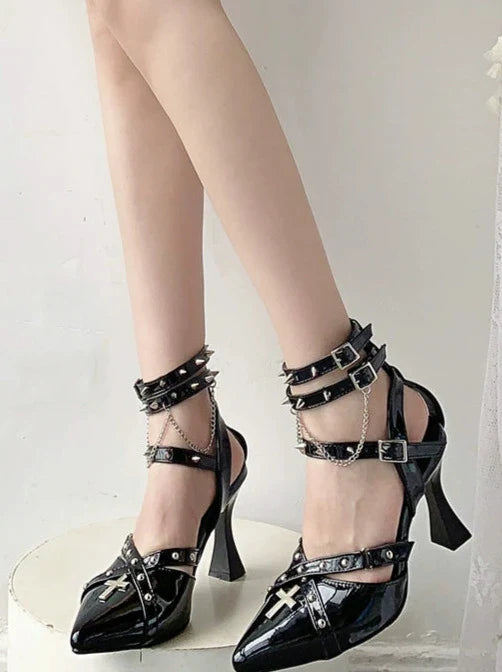 Punk High Toe Heels Gothic Pointed