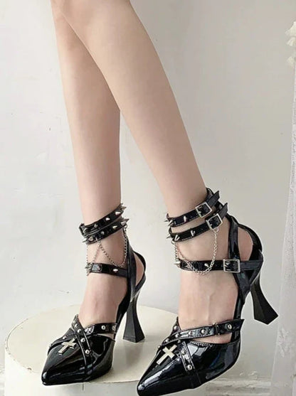 Punk High Toe Heels Gothic Pointed