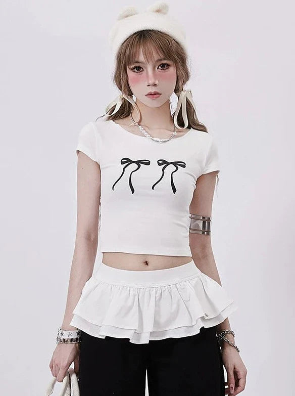 Oberteile Slim Double Ribbon Short