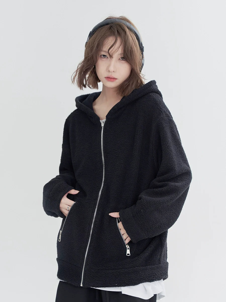 Loose Zip-Up Hoodie One Hood Point Design