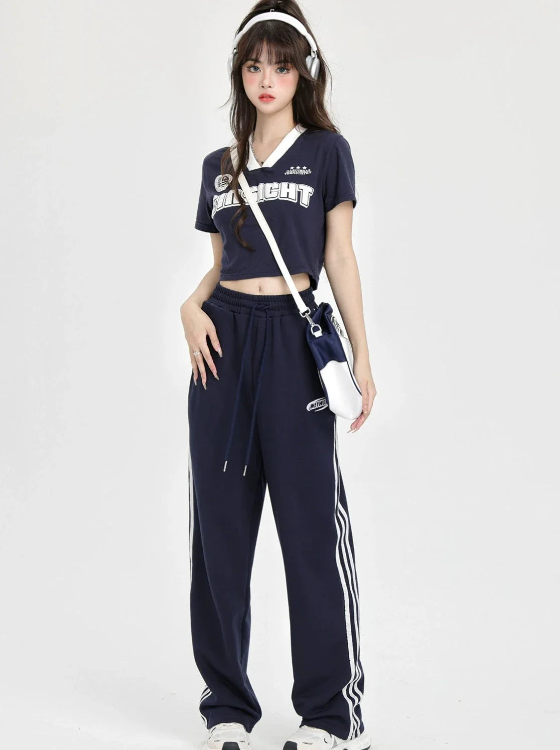 ハイカジュアルストリートストライプサイドダンスパンツアメリカン