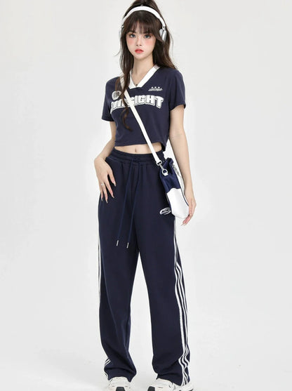 ハイカジュアルストリートストライプサイドダンスパンツアメリカン