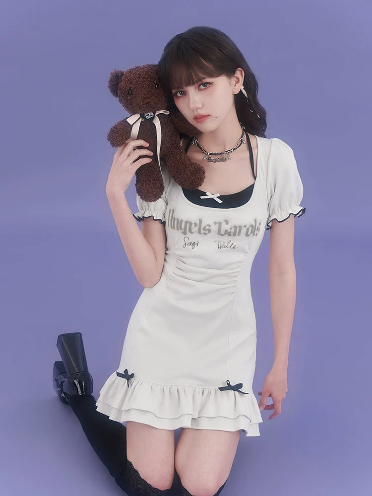 リボンダークロゴドレス