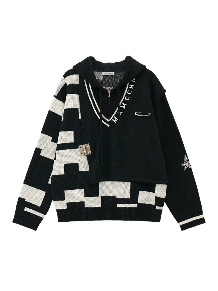 College Hooded Style Asymmetrical Over Mode Tops