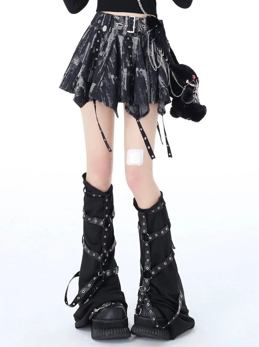 デニムホットタイダイスカートガールミレニアルサブカルチャーレトロ