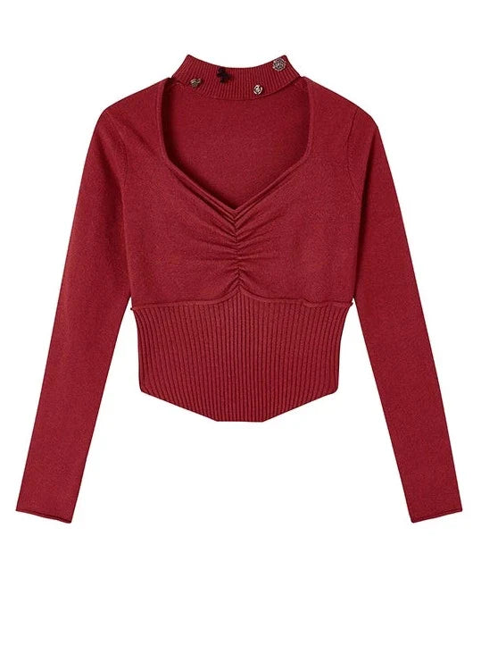 Neckholder-Top mit schmaler Taille und quadratischem Ausschnitt