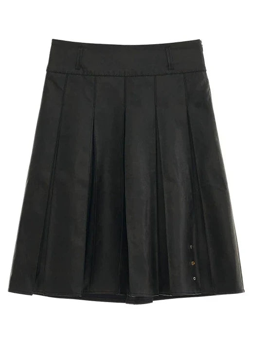 Damaged Mode Lederjacke + Mittellanger Rock + Ledermantel mit Taillengürtel