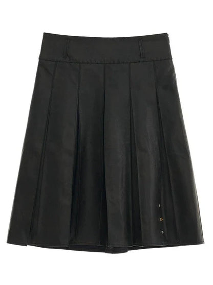 Damaged Mode Lederjacke + Mittellanger Rock + Ledermantel mit Taillengürtel