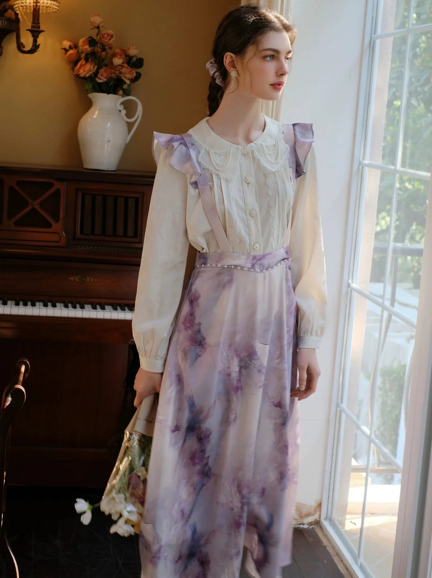 Farbdruck Öl Französisch Rüschen Rock Strap