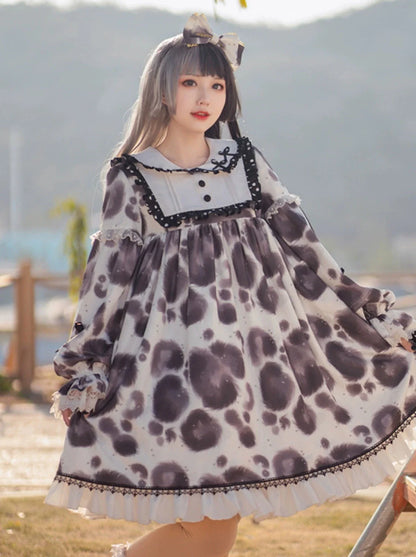 ヒョウ柄ワンピース ボリュームドット ロリータ
